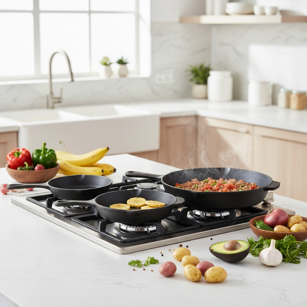 Set x 3 Sartenes de Hierro Fundido.