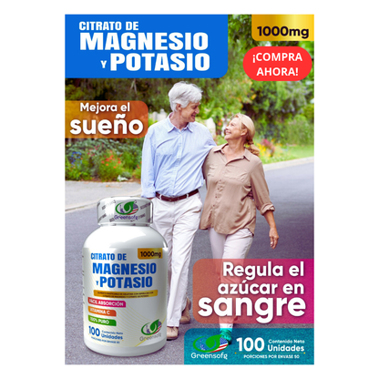 CITRATO  MAGNESIO Y POTASIO 1000mg GREEN