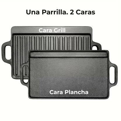 Parrilla De Hierro Fundido Doble Cara