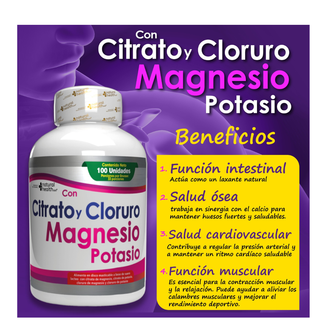 Citrato y Cloruro Magnesio y Potasio 100 Und