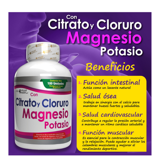 Citrato y Cloruro Magnesio y Potasio 100 Und