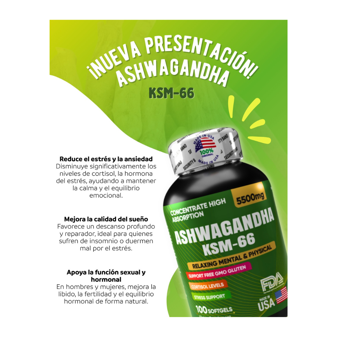 ASHWAGANDHA 5500mg con KSM-66