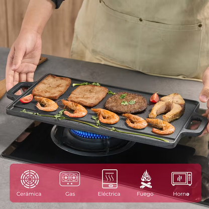 Parrilla De Hierro Fundido Doble Cara