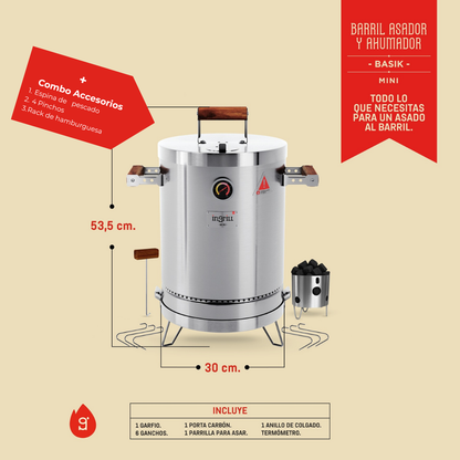 Combo Barril Ahumador Basik Mini - InGrill