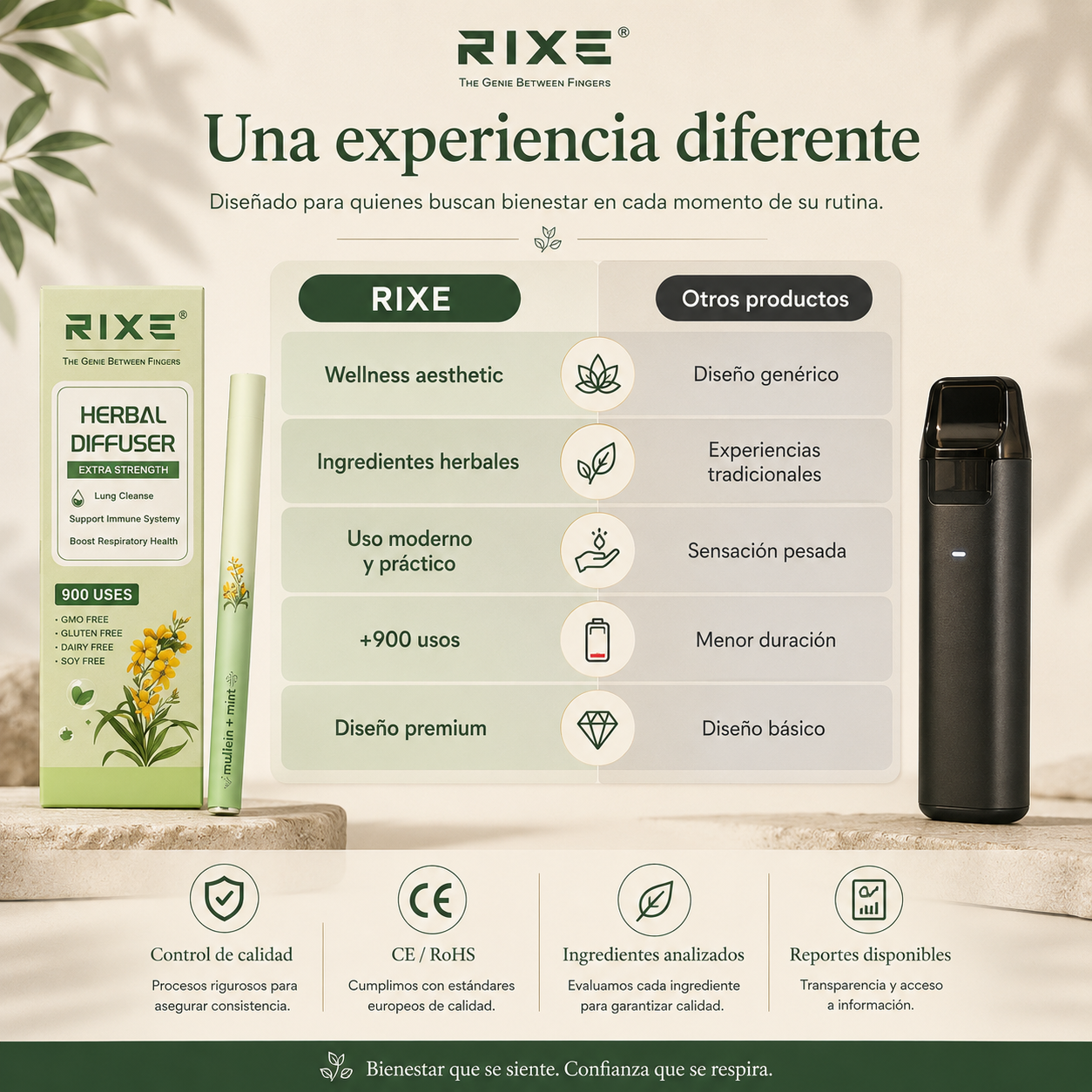 Difusor Herbal RIXE™ La salida del cigarrillo y el vape que tu cuerpo estaba esperando