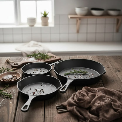Set x 3 Sartenes de Hierro Fundido